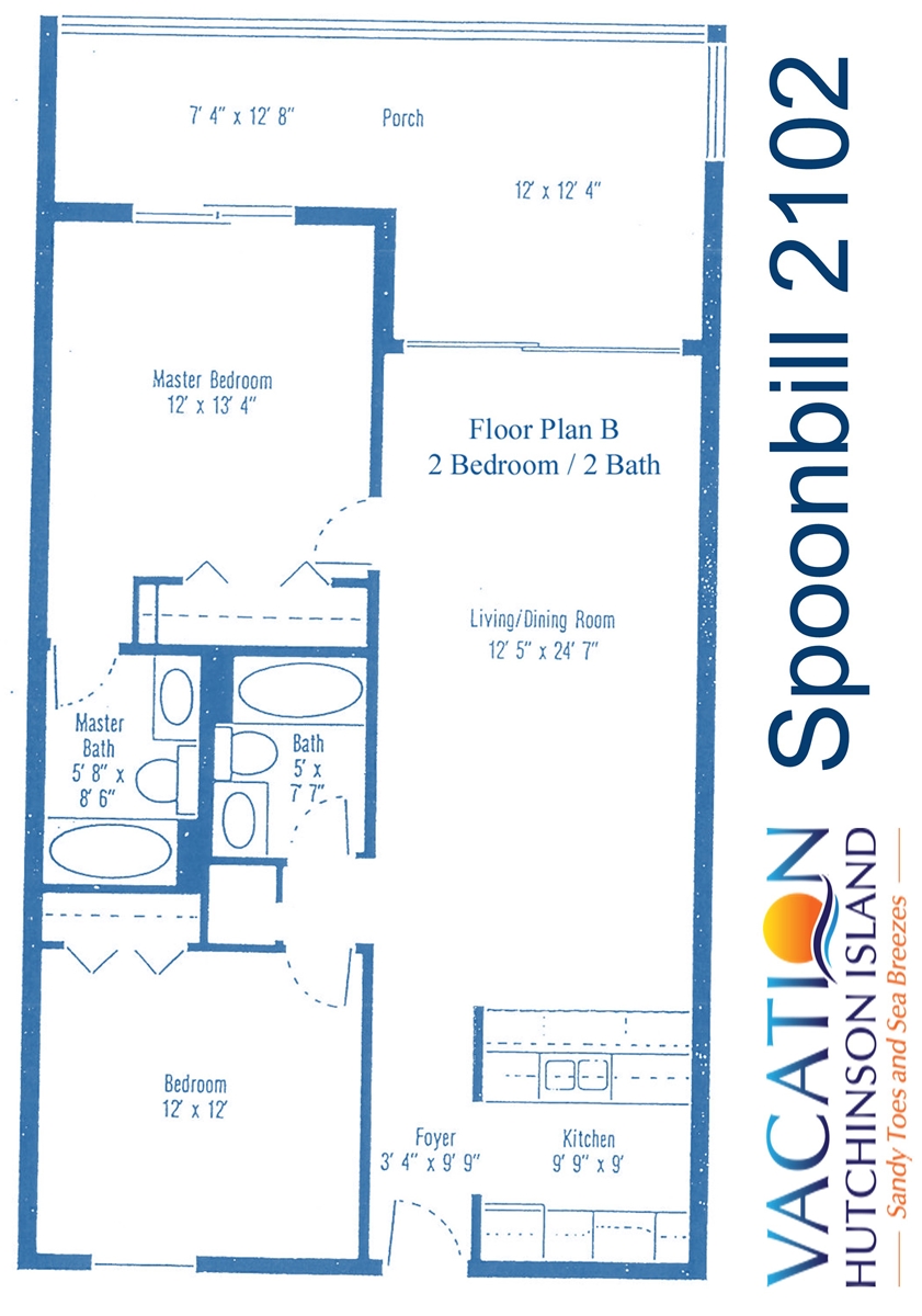 Floor Plan for The Beach House - Spoonbill Resort Villa 2102 at the Indian River Plantation Resort