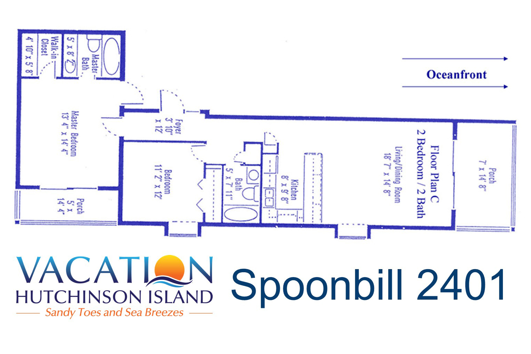 Floor Plan for Spoonbill Resort Villa 2401 at the Indian River Plantation Resort